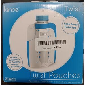 Kinde Twist Pouches NEW OPEN Breast Feeding Pumping (20 ct.) Pre Sterilized 6 oz